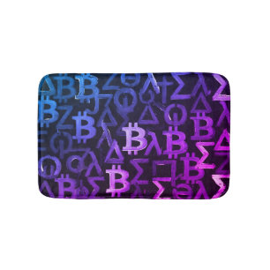 Symbols of Bitcoin (Style: Miami Purple - 12) Bath Mat