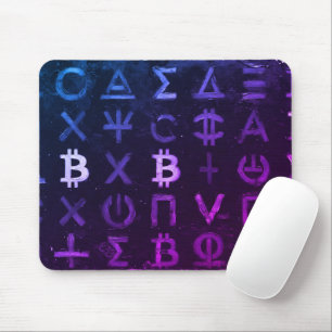 Symbols of Bitcoin (Style: Miami Purple - 13) Mouse Mat