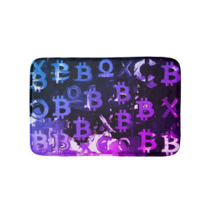 Symbols of Bitcoin (Style: Miami Purple - 15) Bath Mat