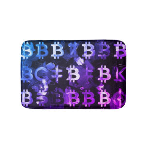 Symbols of Bitcoin (Style: Miami Purple - 2) Bath Mat