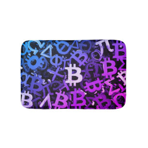 Symbols of Bitcoin (Style: Miami Purple - 3) Bath Mat