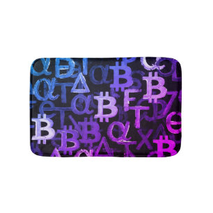 Symbols of Bitcoin (Style: Miami Purple - 6) Bath Mat