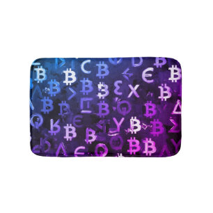 Symbols of Bitcoin (Style: Miami Purple - 7) Bath Mat