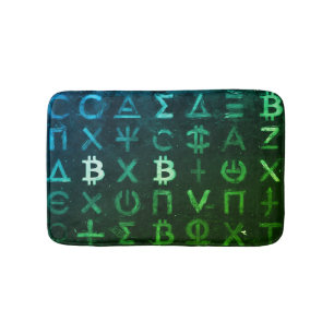 Symbols of Bitcoin (Style: Profit Green - 13) Bath Mat