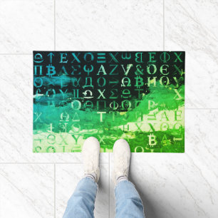 Symbols of Bitcoin (Style: Profit Green - 14) Doormat