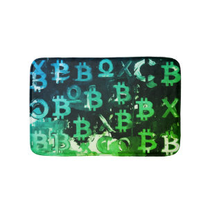 Symbols of Bitcoin (Style: Profit Green - 15) Bath Mat