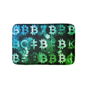 Symbols of Bitcoin (Style: Profit Green - 2) Bath Mat