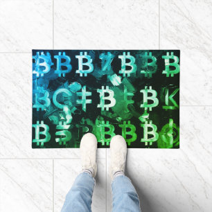 Symbols of Bitcoin (Style: Profit Green - 2) Doormat