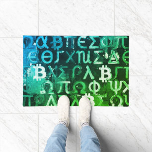 Symbols of Bitcoin (Style: Profit Green - 5) Doormat