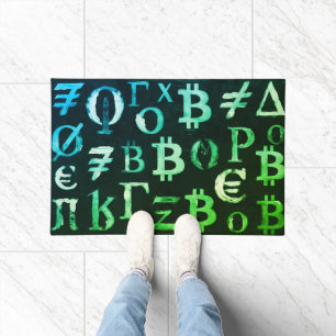 Symbols of Bitcoin (Style: Profit Green - 8) Doormat