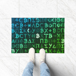 Symbols of Bitcoin (Style: Profit Green - 9) Doormat