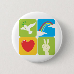 Symbols of Faith Hope Love and Peace 6 Cm Round Badge