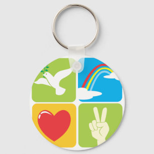Symbols of Faith Hope Love and Peace Key Ring