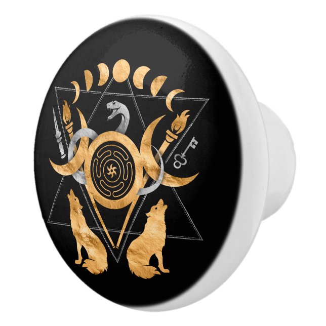 Symbols of Hecate Ceramic Knob (Right)