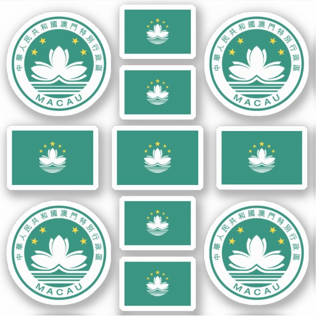 Symbols of Macau / coat of arms and flag Sticker (Front)