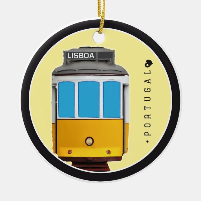Symbols of Portugal - Lisbon Tramway Ceramic Tree Decoration (Front)