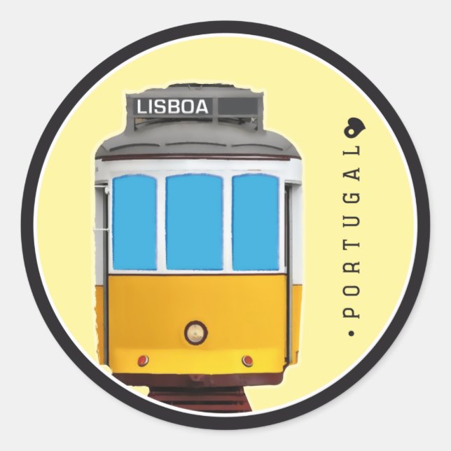 Symbols of Portugal - Lisbon Tramway Classic Round Sticker (Front)