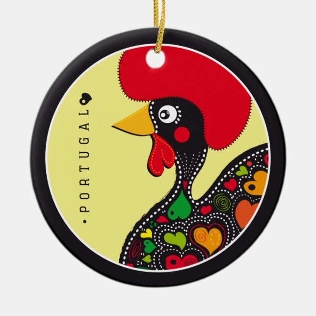 Symbols of Portugal - Rooster Ceramic Tree Decoration (Front)