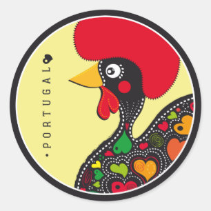 Symbols of Portugal - Rooster Classic Round Sticker