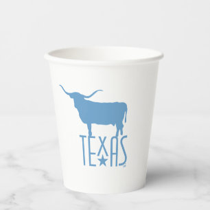 Symbols of Texas, Longhorn, blue Paper Cups
