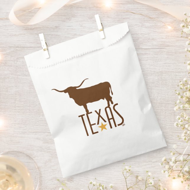 Symbols of Texas, Longhorn, brown Favour Bags (Clipped)