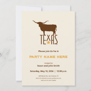 Symbols of Texas, Longhorn, brown Invitation