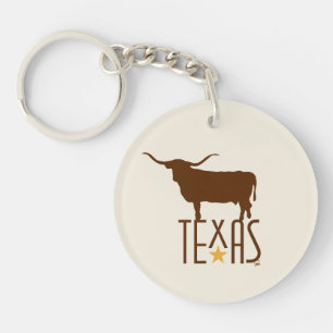 Symbols of Texas, Longhorn, brown Key Ring