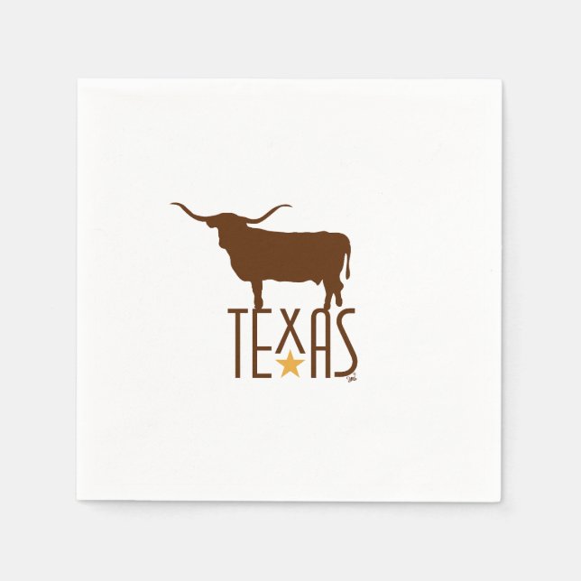 Symbols of Texas, Longhorn, brown Napkin (Front)