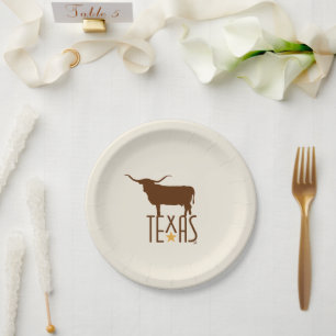 Symbols of Texas, Longhorn, brown Paper Plate