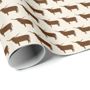 Symbols of Texas, Longhorn, brown Wrapping Paper