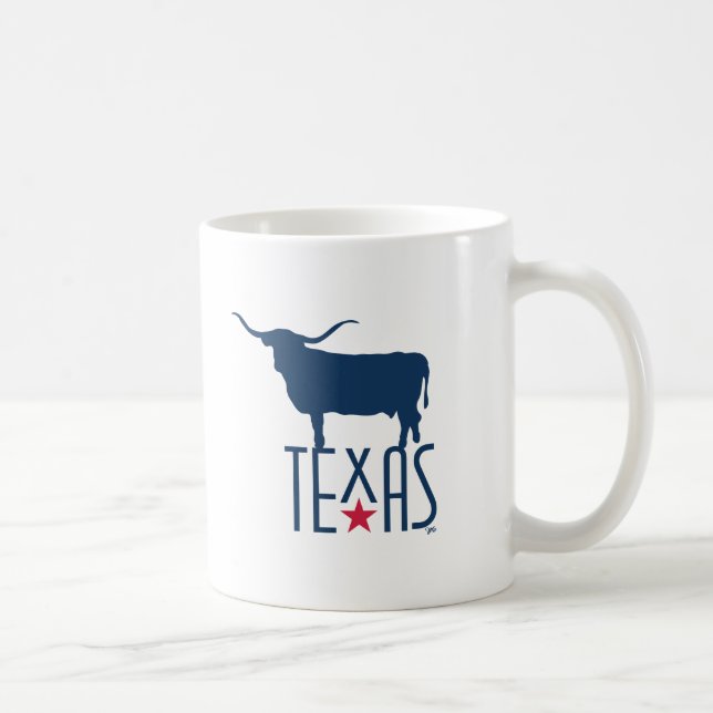 Symbols of Texas, Longhorn, navy Coffee Mug (Right)
