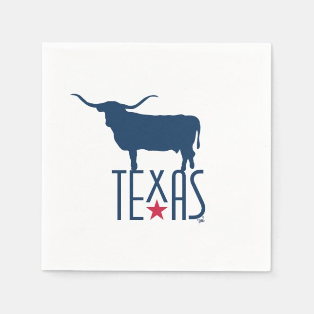 Symbols of Texas, Longhorn, navy Napkin (Front)
