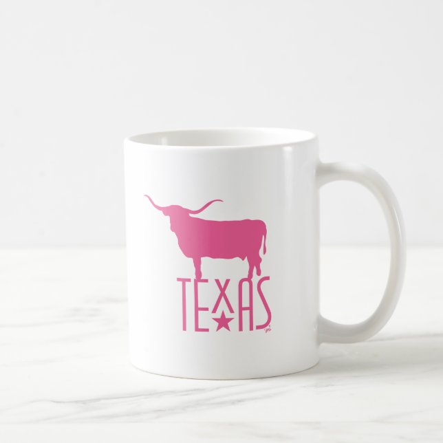Symbols of Texas, Longhorn, pink Coffee Mug (Right)