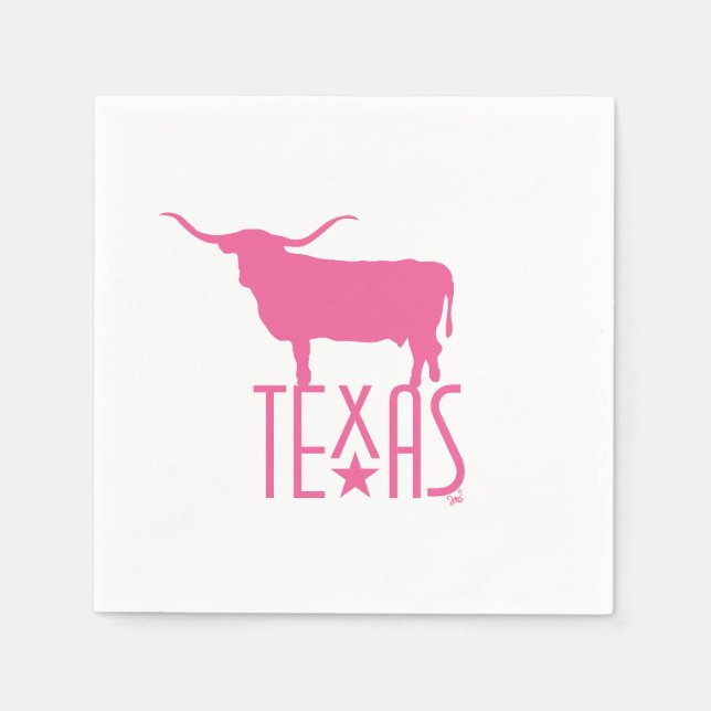 Symbols of Texas, Longhorn, pink Napkin (Front)