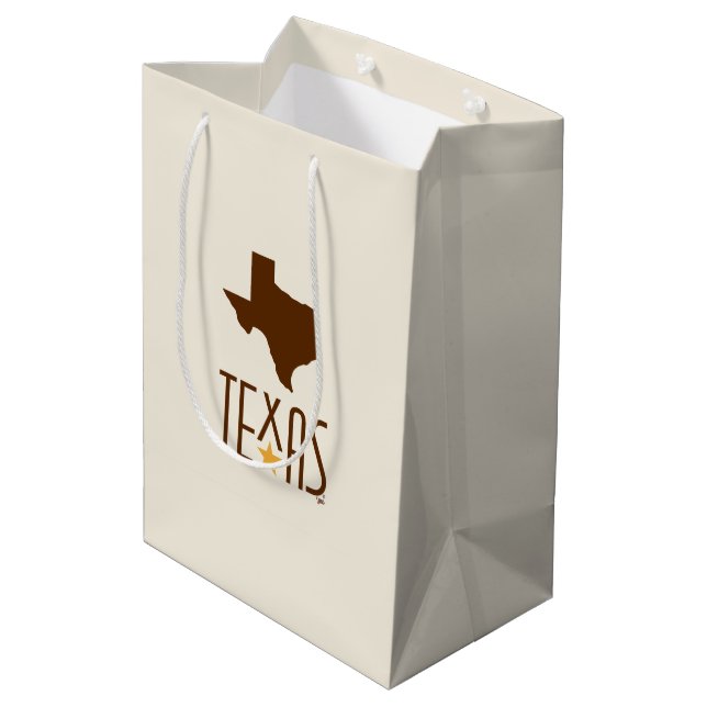 Symbols of Texas, State of Texas, brown Medium Gift Bag (Back Angled)