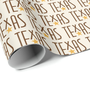 Symbols of Texas, Texas and Star Brown Wrapping Paper
