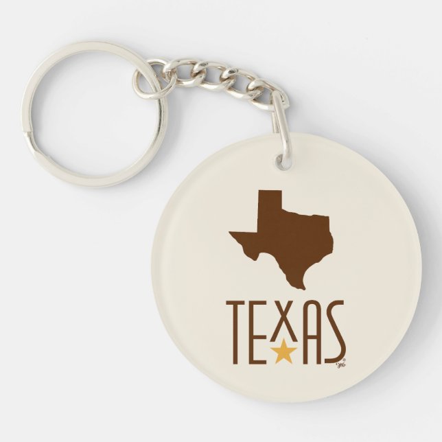 Symbols of Texas, Texas, brown Key Ring (Front)