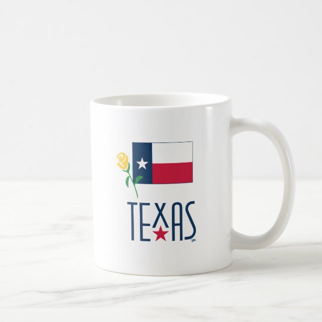 Symbols of Texas, Texas Flag and Yellow Rose Coffee Mug (Right)