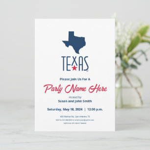 Symbols of Texas, Texas, navy blue Invitation