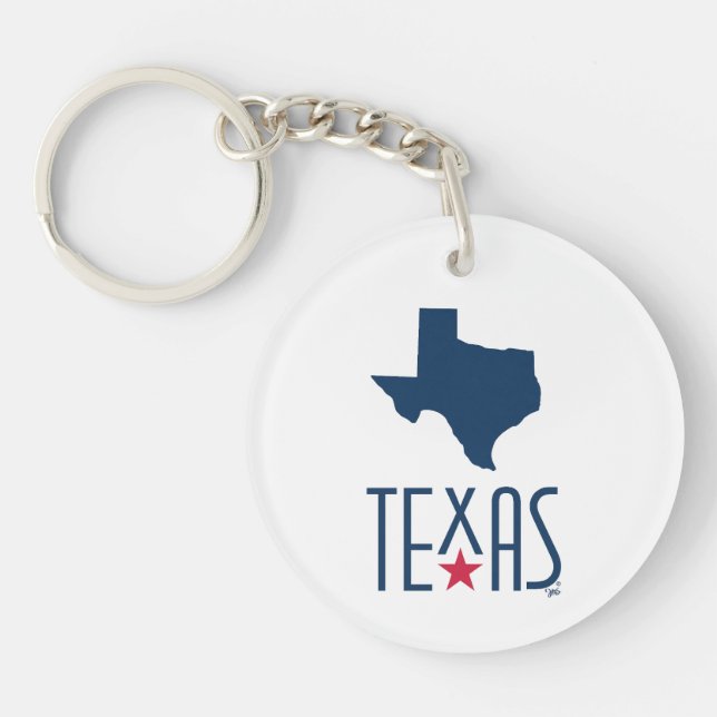 Symbols of Texas, Texas, navy blue Key Ring (Front)