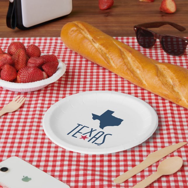 Symbols of Texas, Texas, navy blue Paper Plate (Picnic)