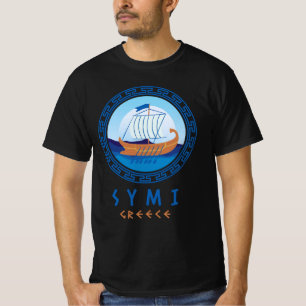Symi, Greece Greek Ship Design Men's T-Shirt
