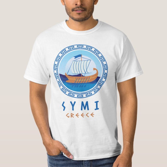 Symi, Greece Greek Ship Design Men's T-Shirt (Front)
