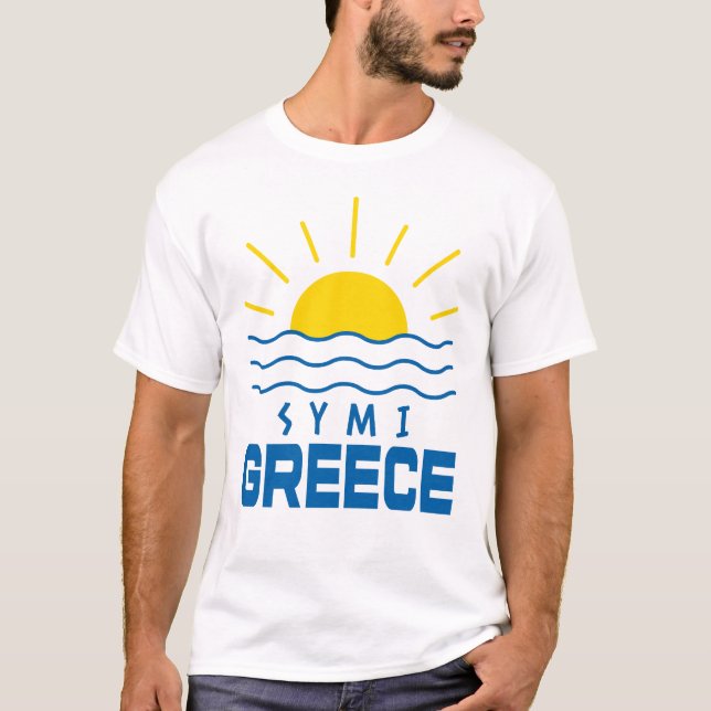 Symi Greece Sunshine And Sea Men's White T-Shirt (Front)