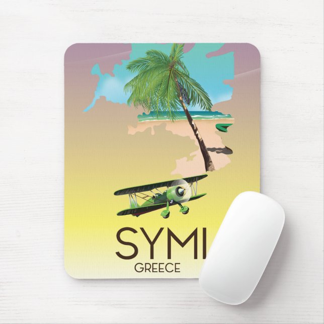 Symi Greece travel poster Mouse Mat (With Mouse)