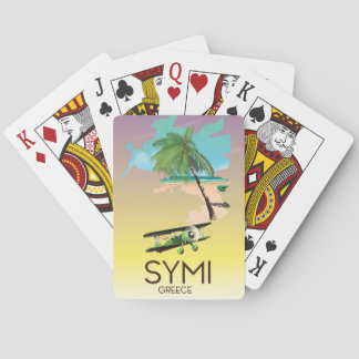 Symi Greece travel poster Playing Cards