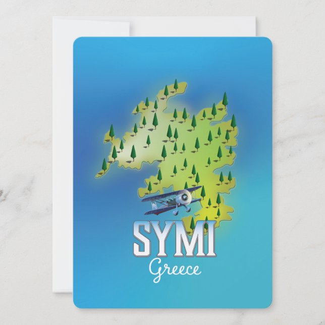 Symi Island Map Greece travel poster. (Front)
