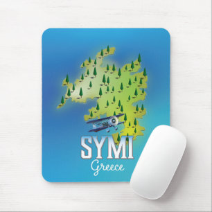 Symi Island Map Greece travel poster. Mouse Mat