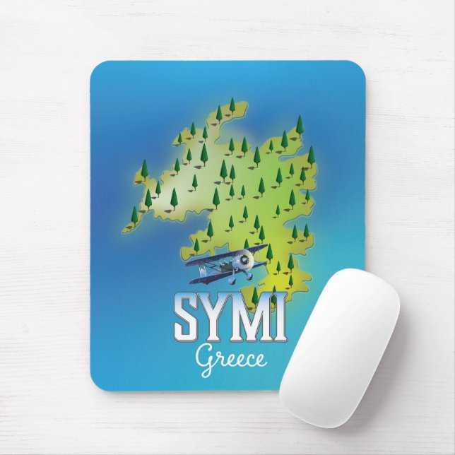 Symi Island Map Greece travel poster. Mouse Mat (With Mouse)