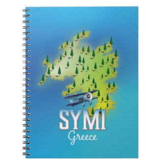 Symi Island Map Greece travel poster. Notebook